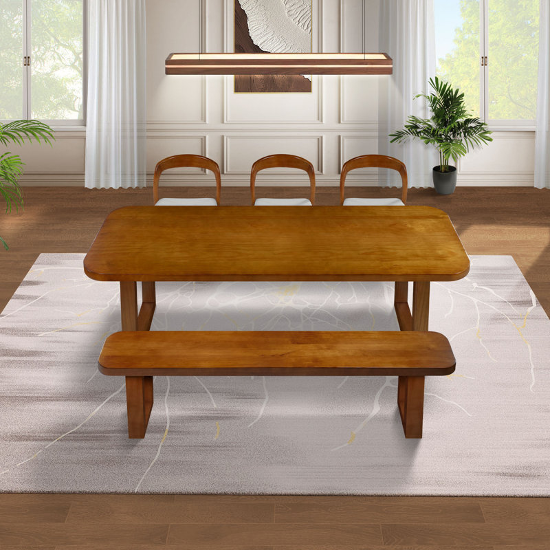 HomeEaseHY Simple Ash Wood Rectangular Dining Table Sets | Wayfair